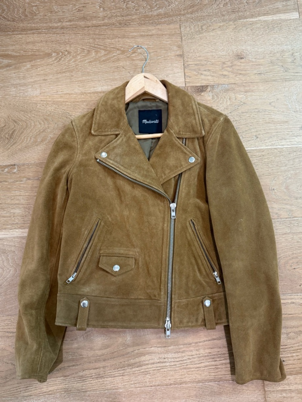 Madewell Suede Biker Jacket in Olive